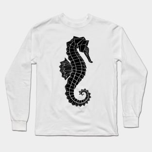 Black Polygonal Seahorse Long Sleeve T-Shirt